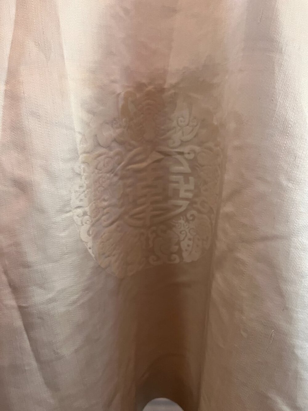 VINTAGE 50'S JOHN DOYLE BISHOP SEATTLE ASIAN INSPIRED SATIN DRESS IVORY & GOLD - Picture 5 of 15